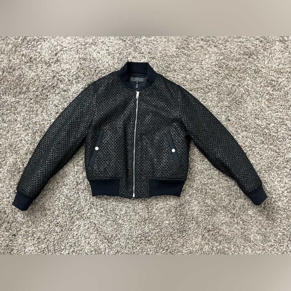 rag & bone cotton silk weave bomber jacket black small